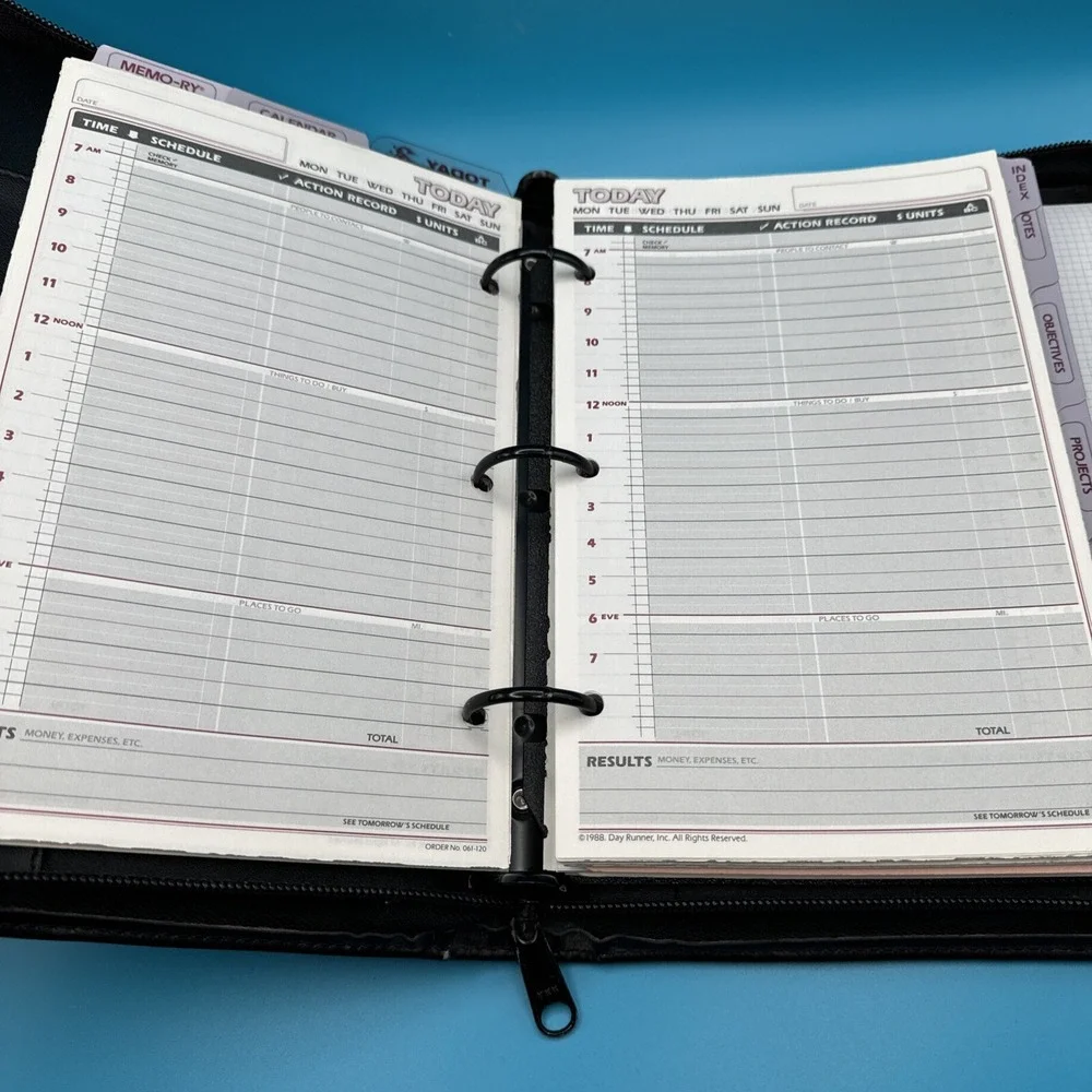 Dayrunner Planner Organizer Black & LOTS of Inserts Full Zip Vintage‎ 90s 1990s
